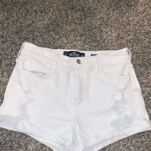 white hollister jean shorts